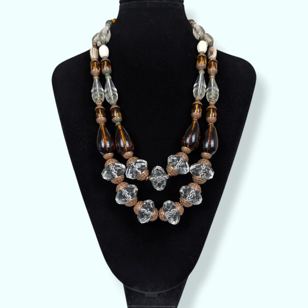 Vintage Mid-Century Lucite Beaded Statement Necklace